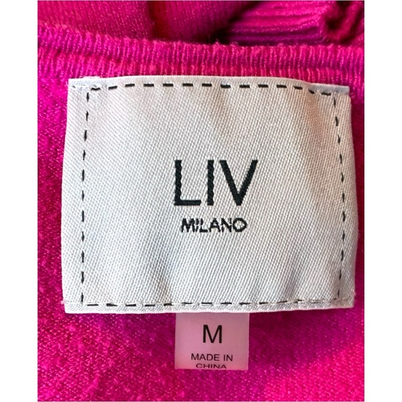 LIV MILANO HOT PINK LONG SLEEVE SWEATER WITH RHINESTONE ACCENTS. WOMEN SZ MEDIUM - Picture 6 of 7